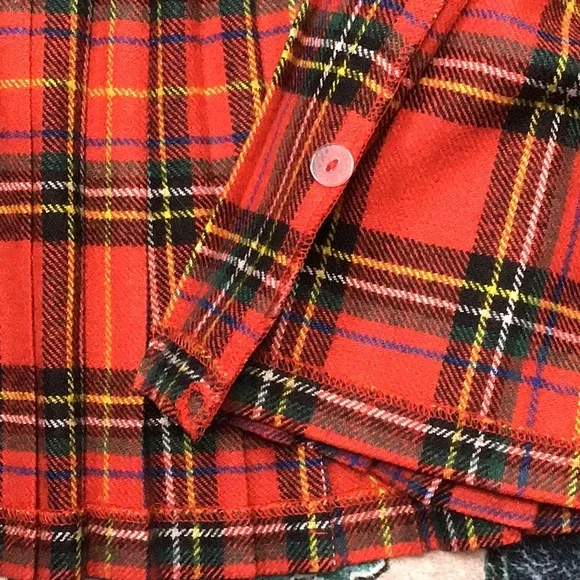 VTG Cambridge Dry Goods Red Tartan Plaid Pleated Wrap Mini Skirt Sz.4 - Picture 7 of 13